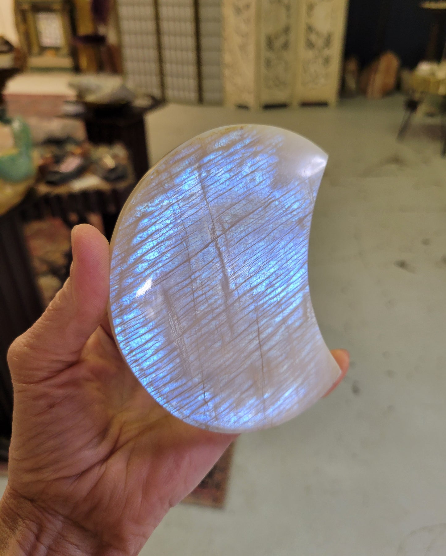 Moonstone Polished Crescent Moon from Tanzania