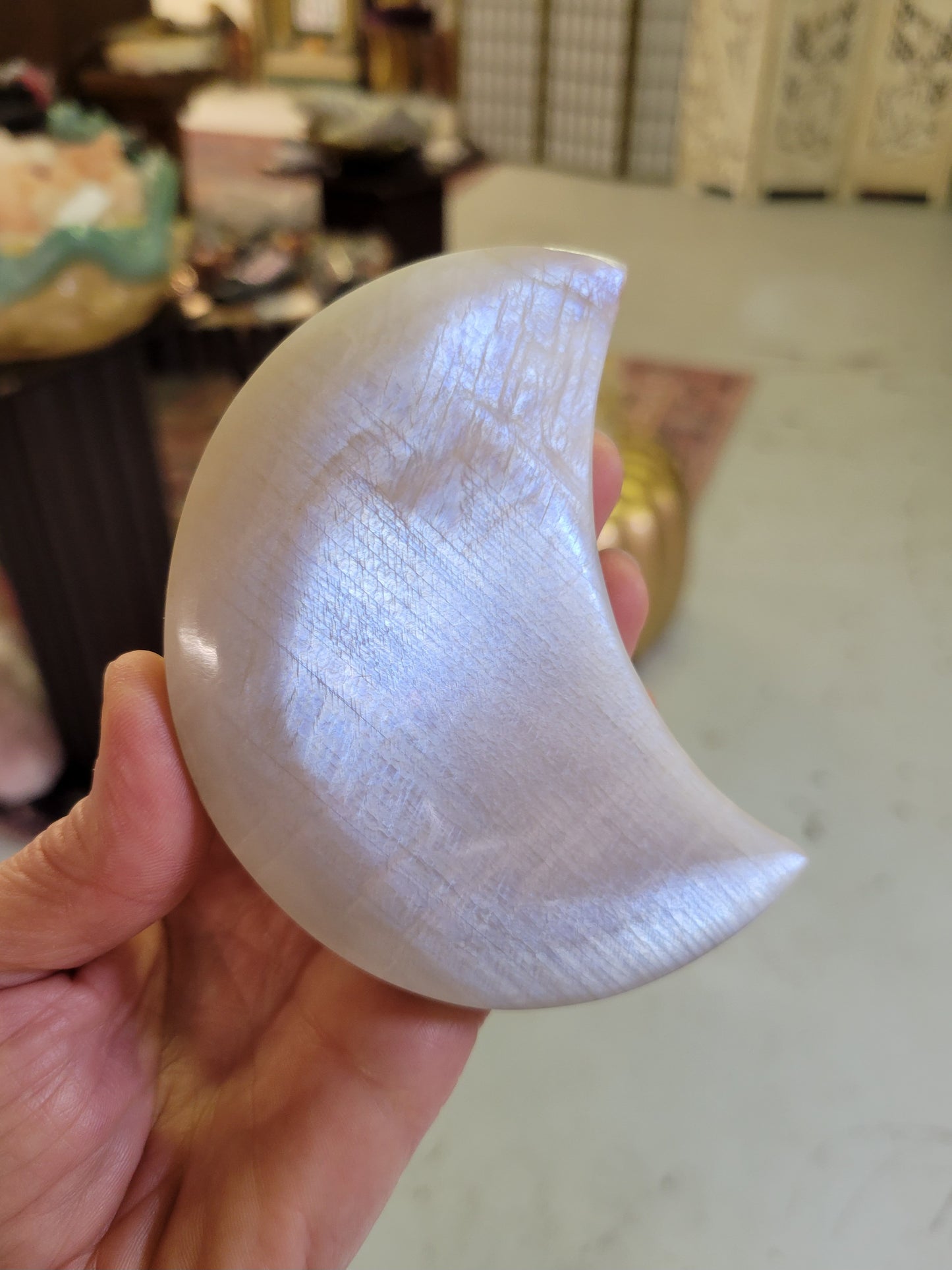 Moonstone Polished Crescent Moon from Tanzania (4 X 2 1/4 X 3/4 inches)