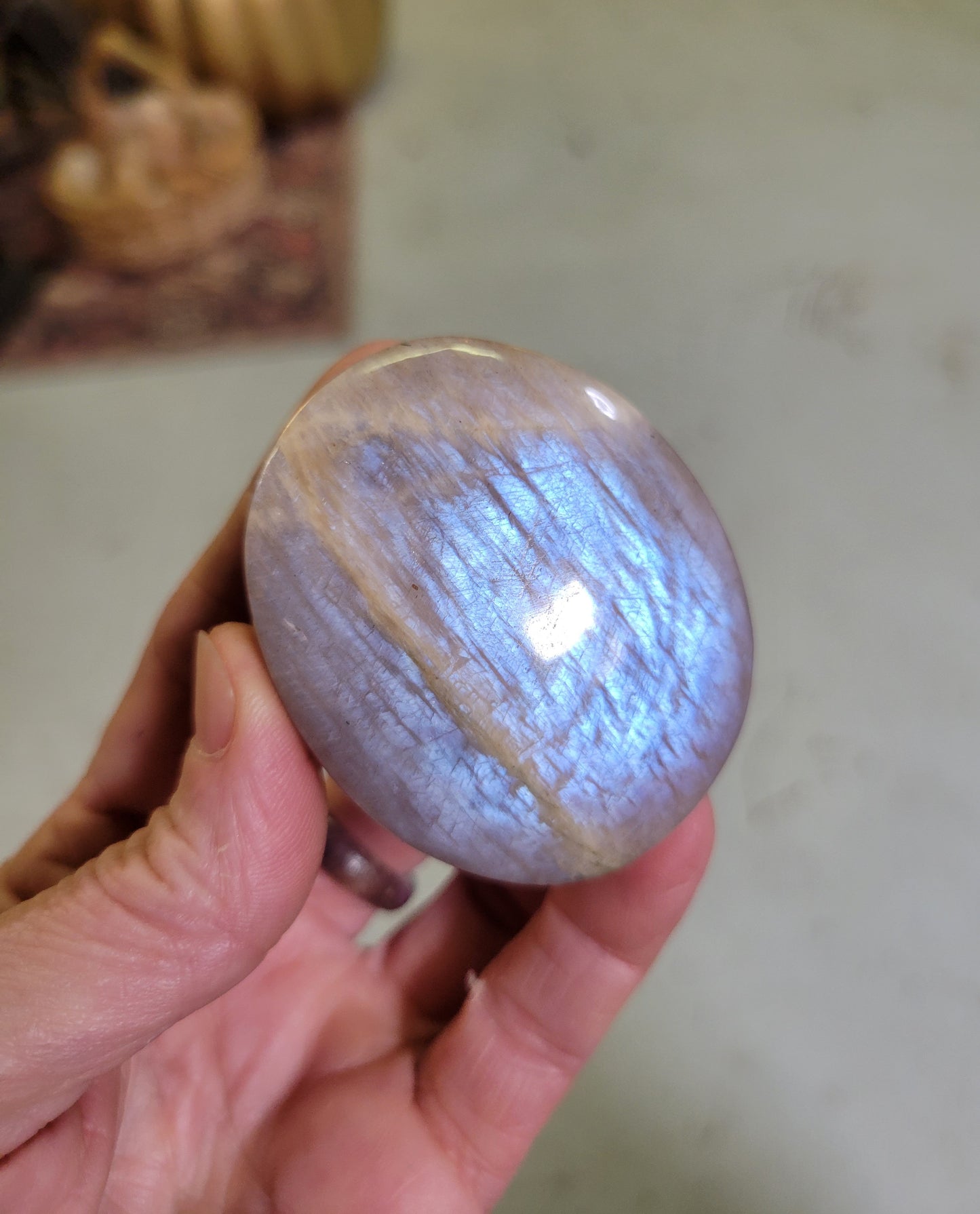 Moon and Sun, Polished Moonstone with Sunstone inclusions from Tanzania