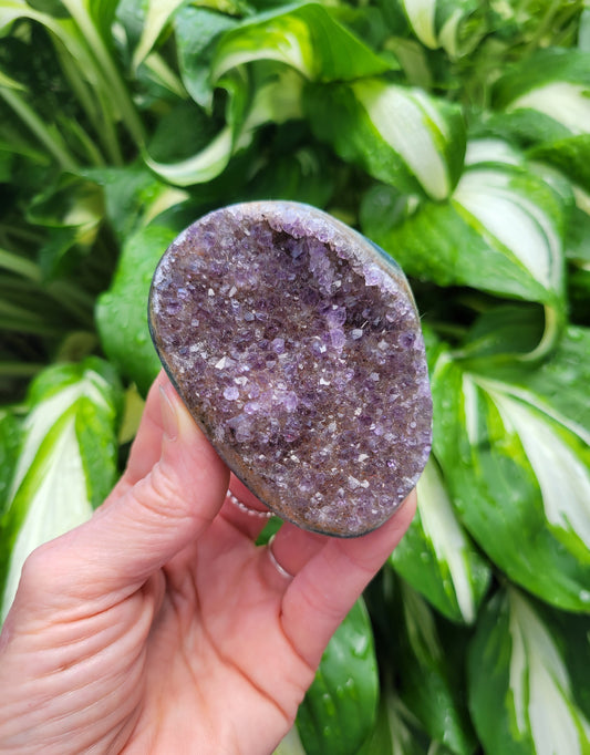 Amethyst Agate Partially Polished Geode from Uruguay (2 1/8 X 3 1/8 inches)