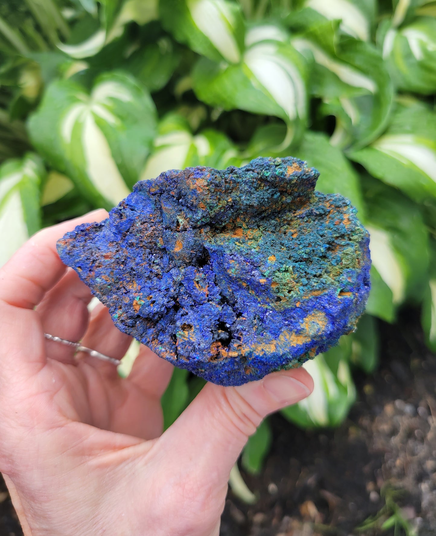 Azurite and Malachite Specimen from China (W 3 1/2 X D 2 3/8 X H 3 1/4 inches)