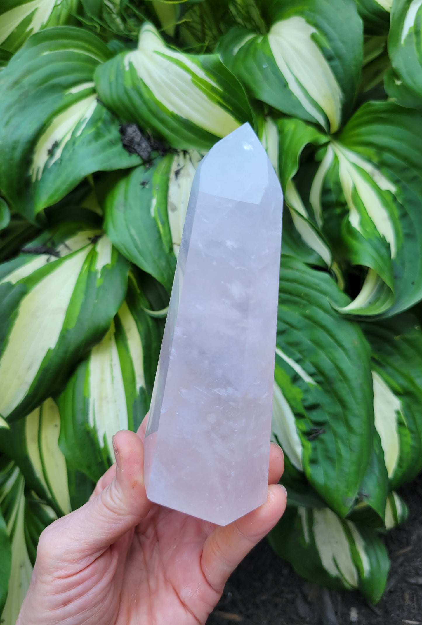 Rose Quartz Polished Tower from Brazil (W 2 X D 1 1/2 X H 5 1/8 inches)