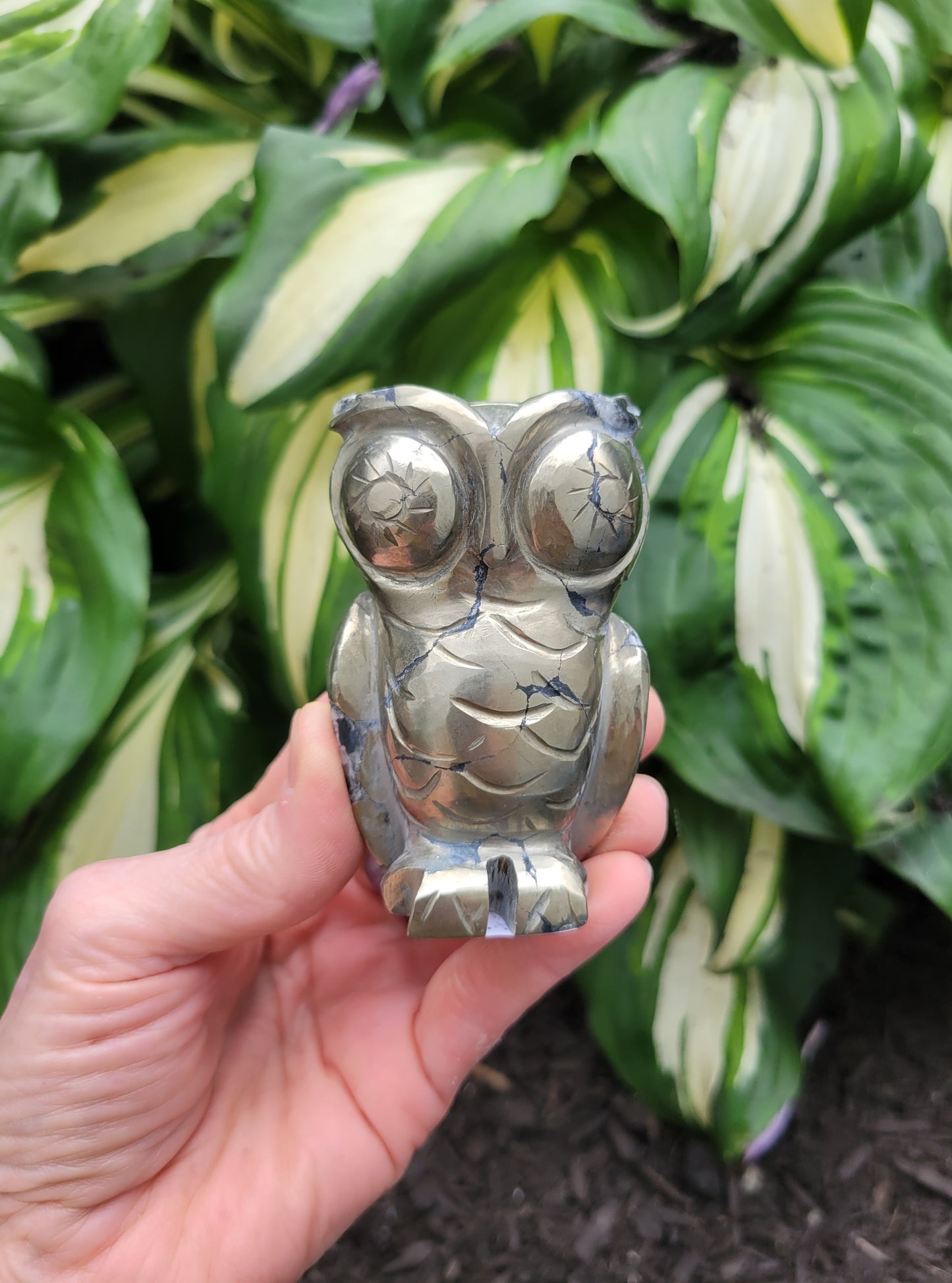 Pyrite Owl Carving from India