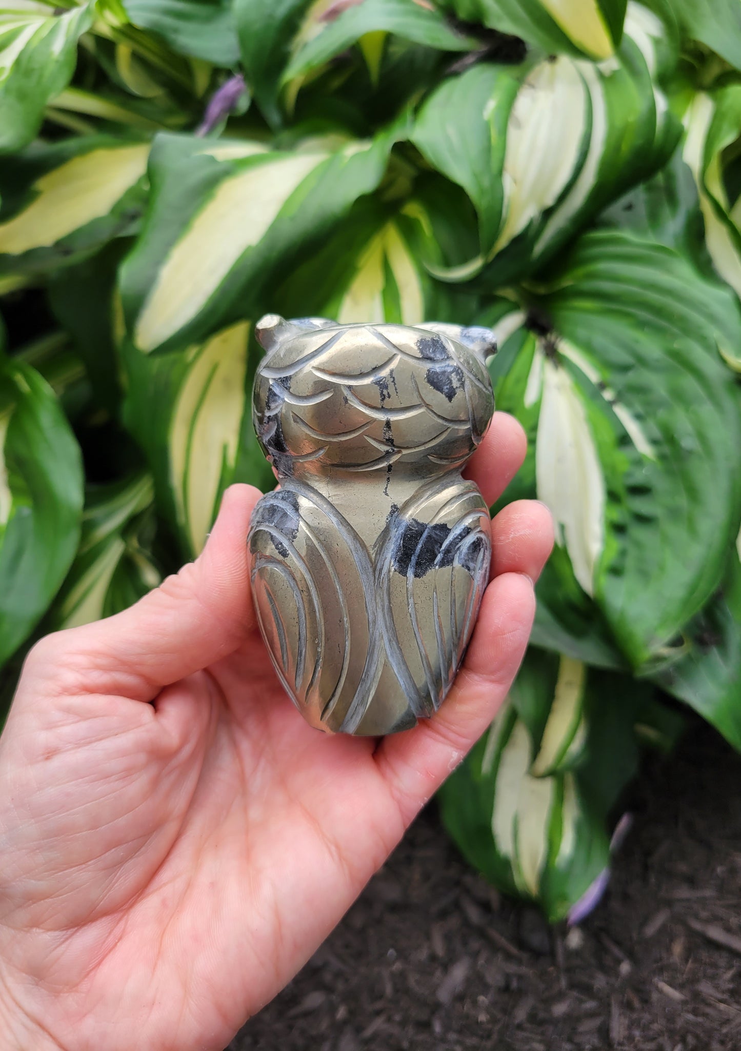 Pyrite Owl Carving from India