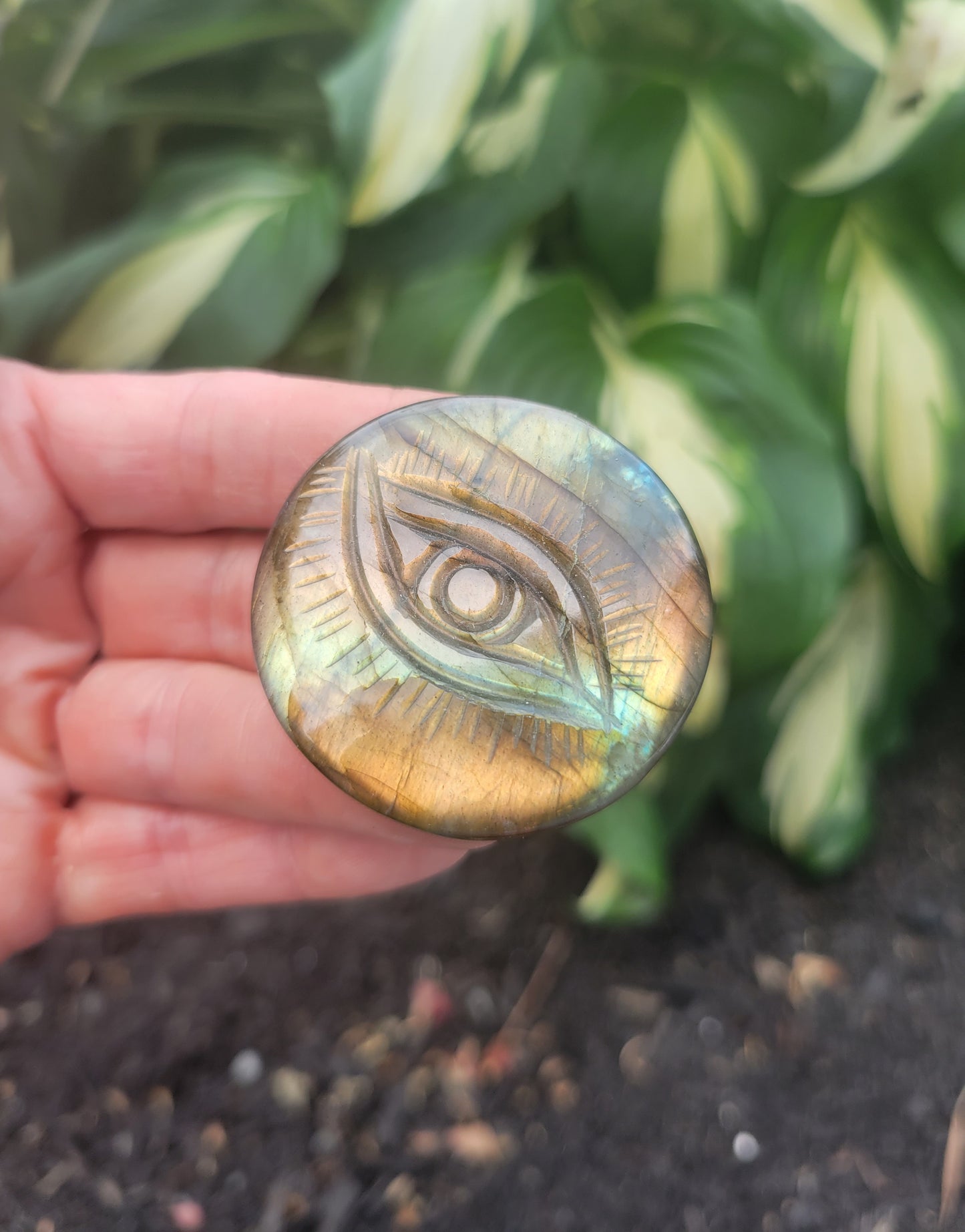 Labradorite All Seeing Eye, Carved in India