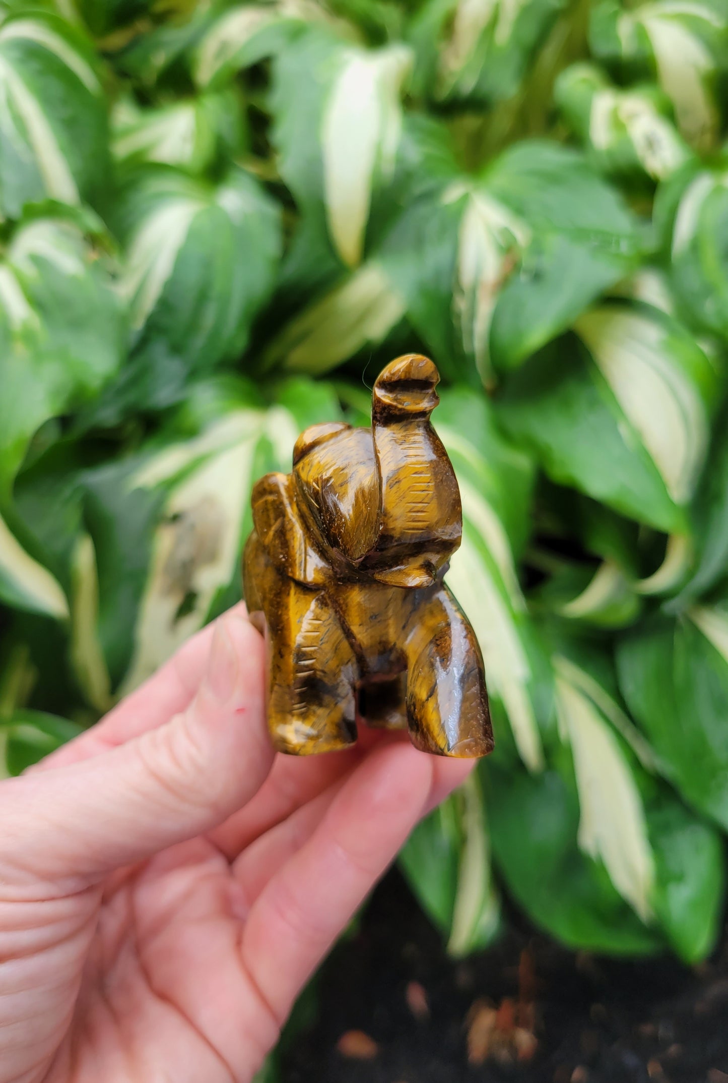 Tiger's Eye Elephant, Carved in India