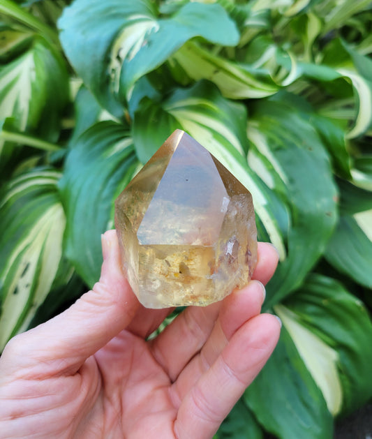 Citrine with Phantoms from Diamantina Brazil, Partially Polished (W 2 1/4 X D 1 5/8 X H 1 5/8 inches, 135 grams)