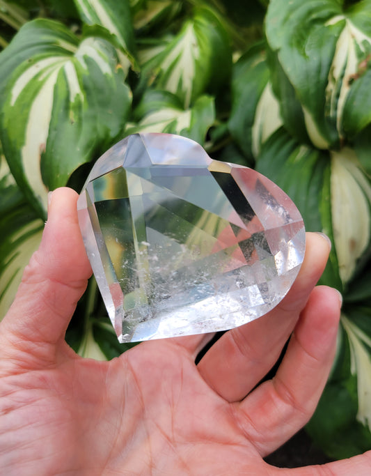 Quartz Heart, Polished and Faceted from Brazil (W 2 3/4 X D 1 1/4 X 2 1/2 inches)