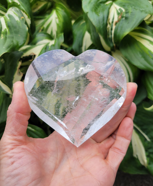 Quartz Heart, Polished and Faceted from Brazil (W 3 3/4 X D 1 1/4 X 3 1/2 inches)