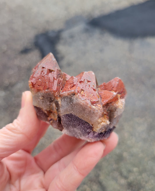 Red Capped Amethyst from India (W 2 3/8 X L 1 1/4 X H 1 5/8 inches)