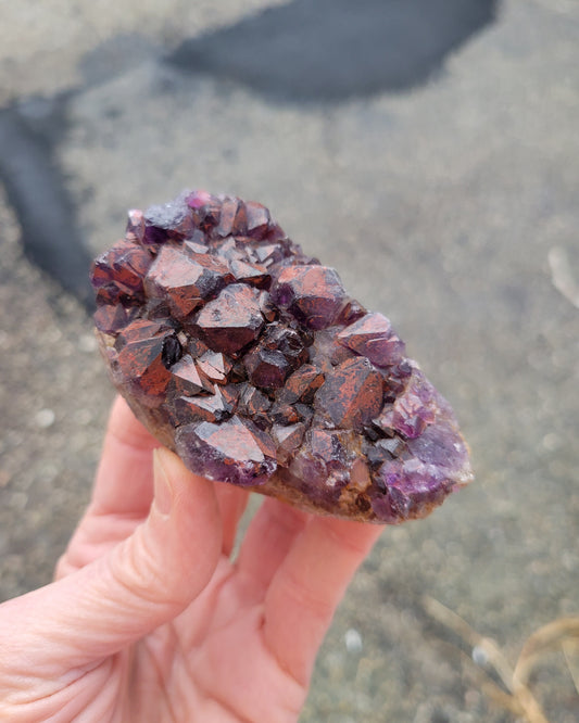 Red Capped Amethyst from India (W 2 X L 3 1/4 X H 1 3/8 inches)