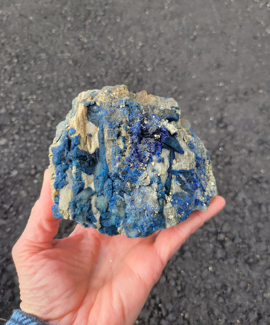 Afghanite, Lazulite and Pyrite from Pakistan from Pakistan (W 4 X D 2 1/8 X H 3 inches)