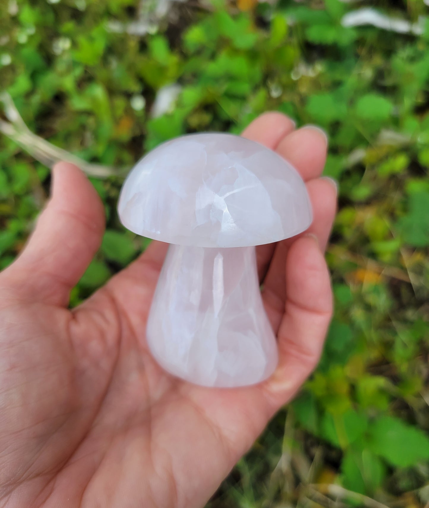 Pink Calcite Mushroom Carving from Pakistan