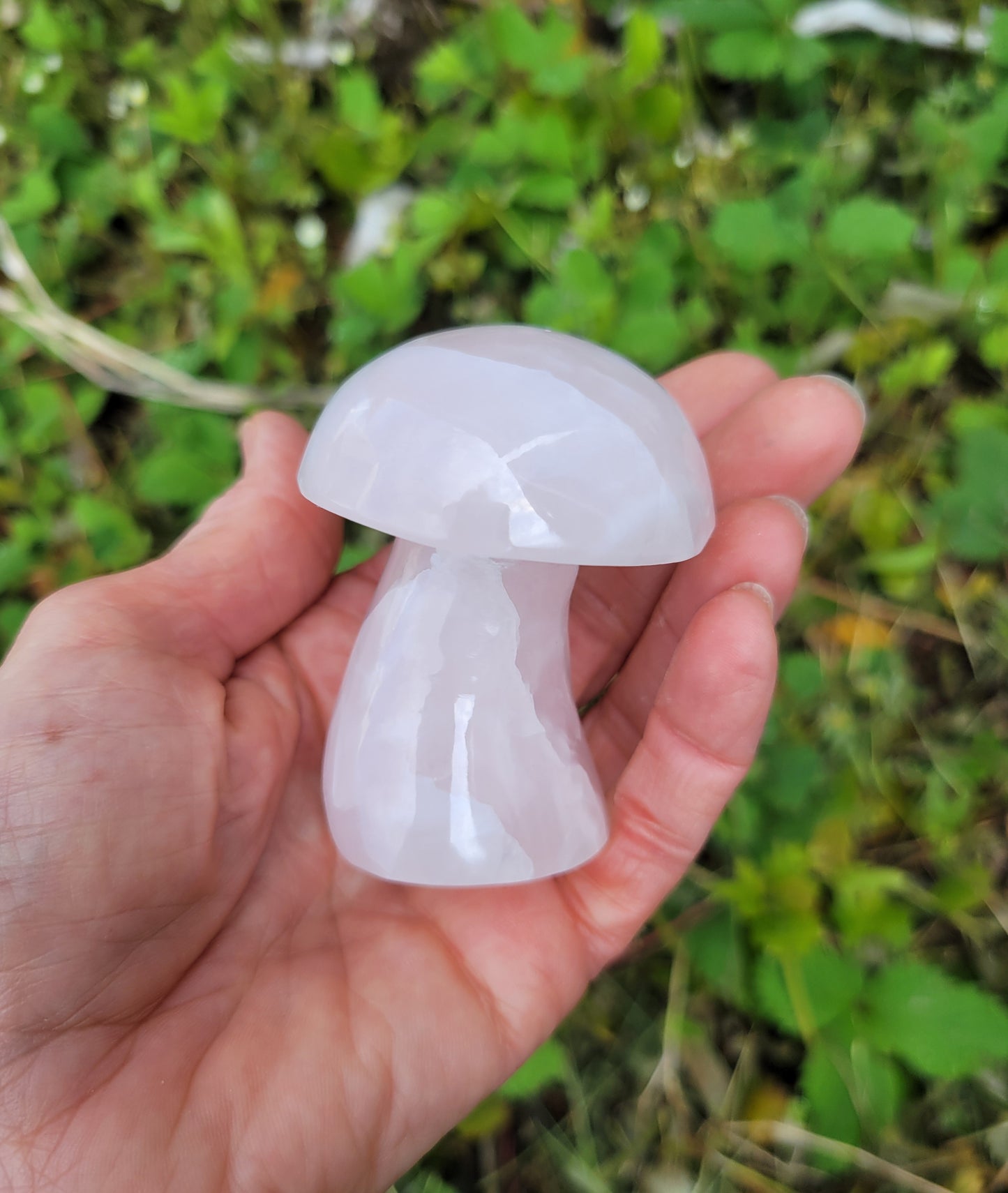 Pink Calcite Mushroom Carving from Pakistan