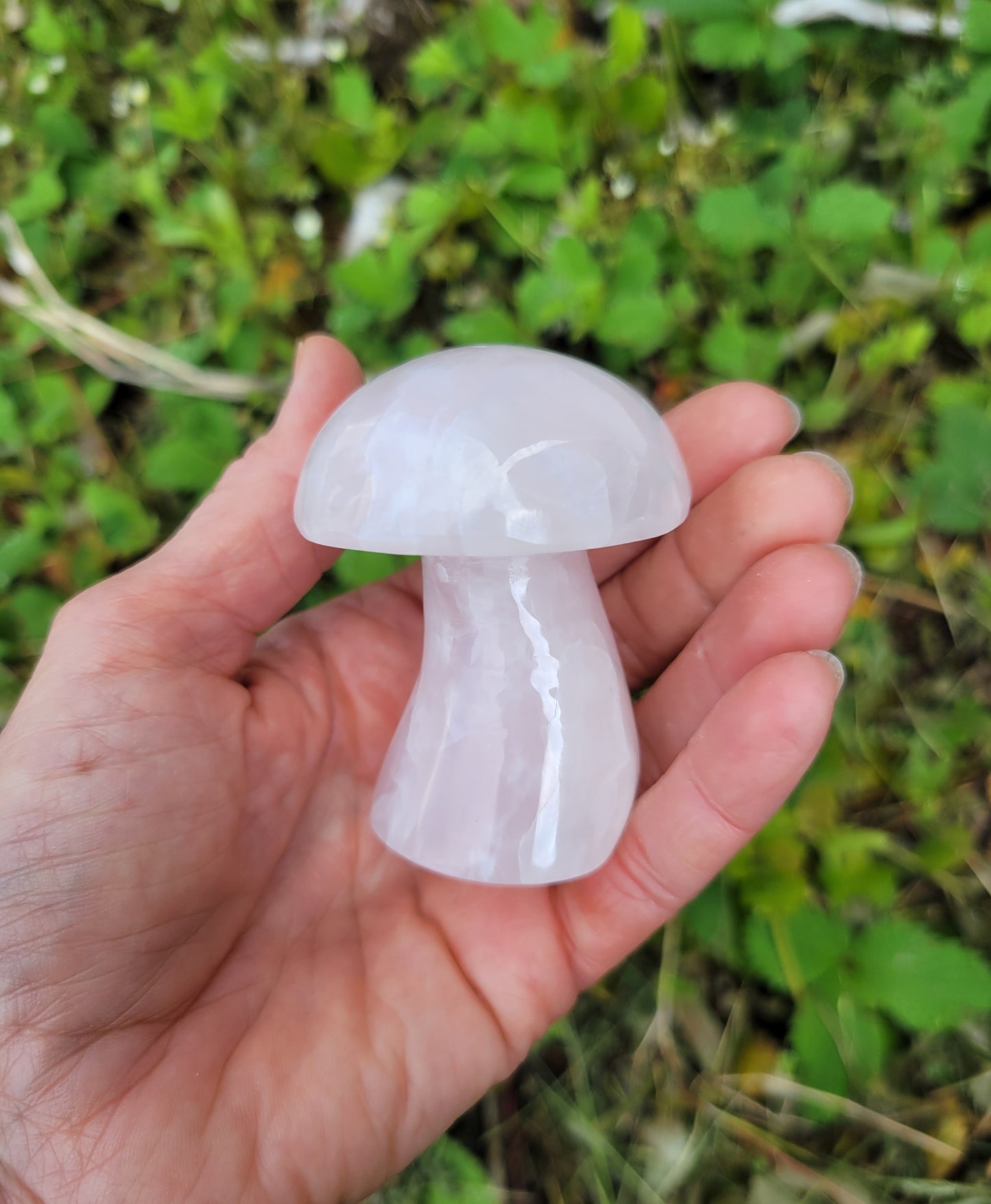 Pink Calcite Mushroom Carving from Pakistan