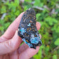 Chrysocolla on Iridescent Quartz from Mina la Tentadora, Castrovirreyna, Huancavelina, Peru