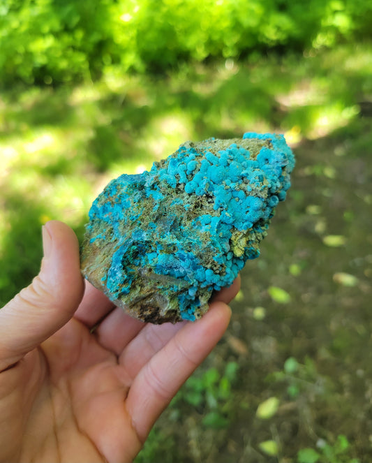 Chrysocolla on Quartz from Mina la Tentadora, Castrovirreyna, Huancavelina, Peru