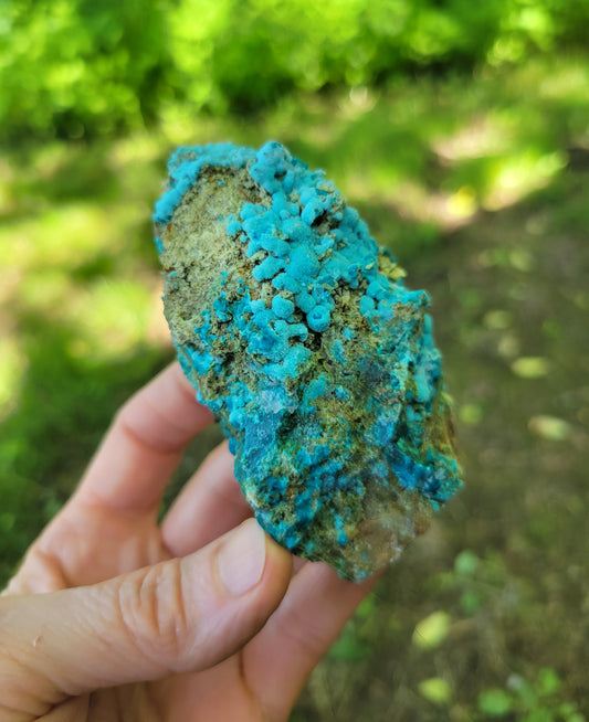 Chrysocolla on Quartz from Mina la Tentadora, Castrovirreyna, Huancavelina, Peru