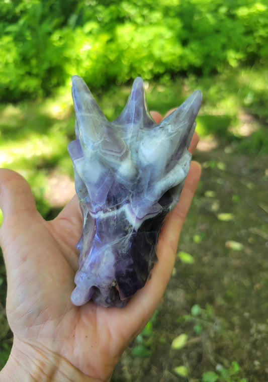 Chevron Amethyst Carved Dragon from Madagascar