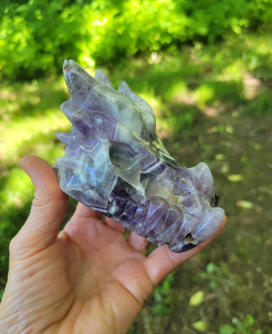 Chevron Amethyst Carved Dragon from Madagascar