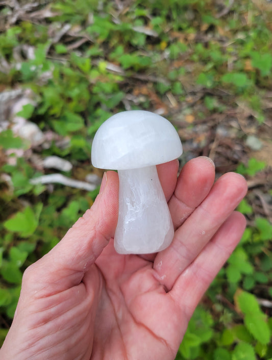 White Calcite Mushroom Carving from Pakistan