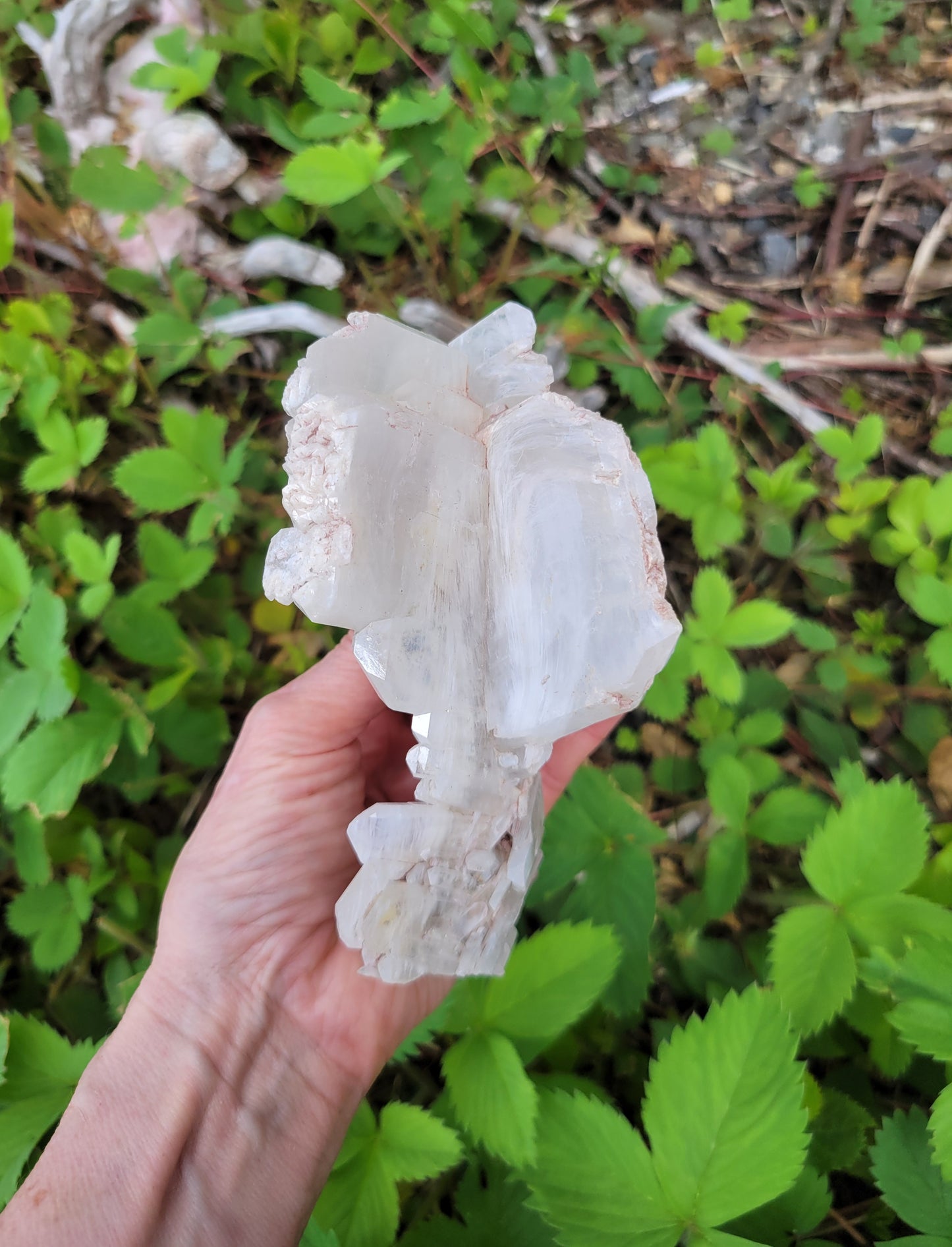 Pink Faden Quartz Cluster from Colombia