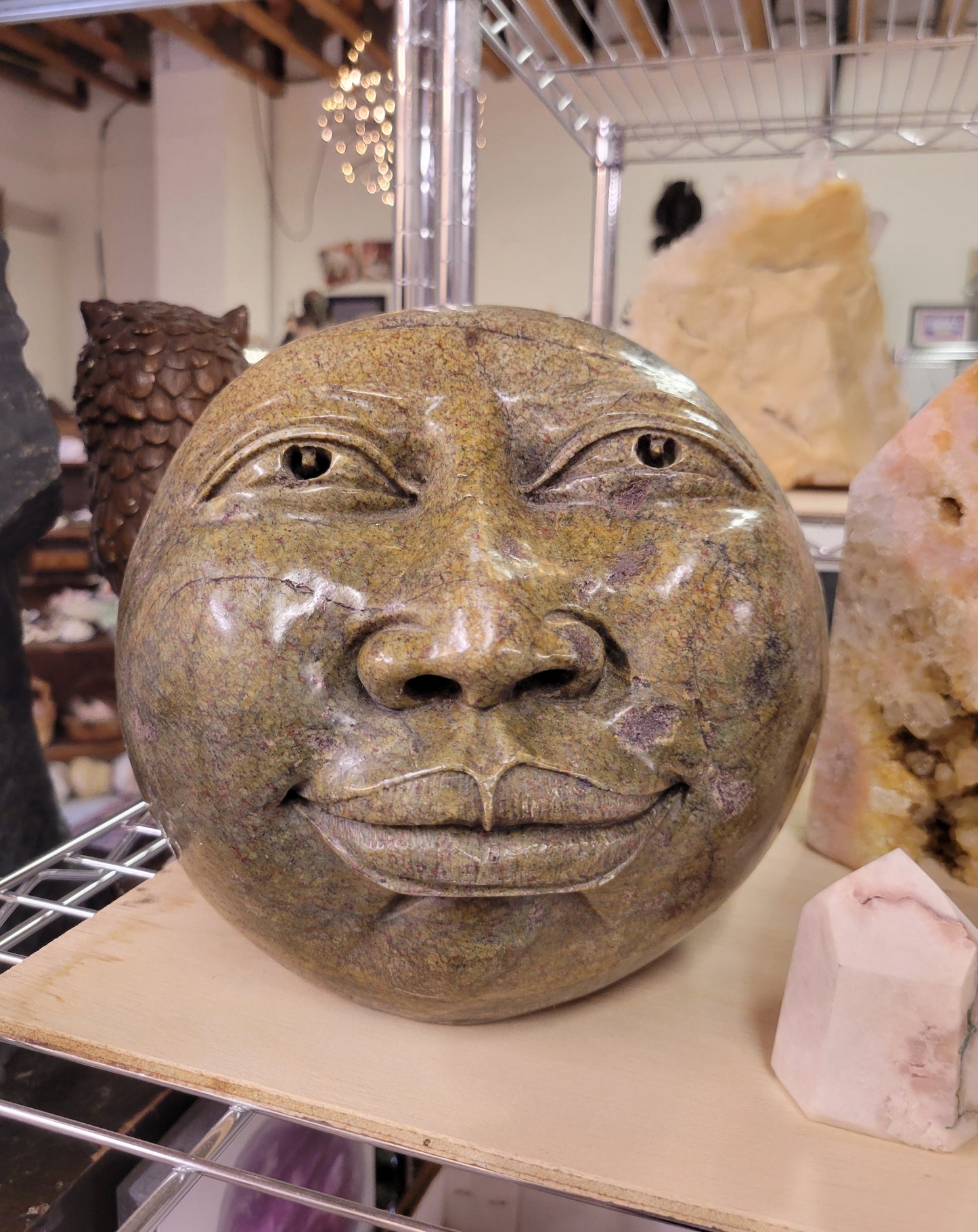 Jasper Moon Face Sculpture from Zimbabwe