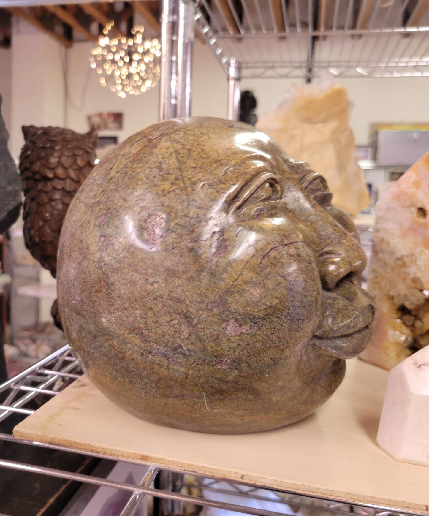 Jasper Moon Face Sculpture from Zimbabwe