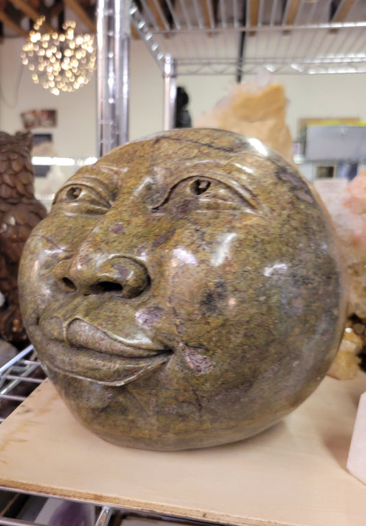 Jasper Moon Face Sculpture from Zimbabwe