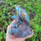 Chrysocolla and Red Hematite Dolphin Carving from Peru