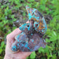 Chrysocolla and Red Hematite Dolphin Carving from Peru