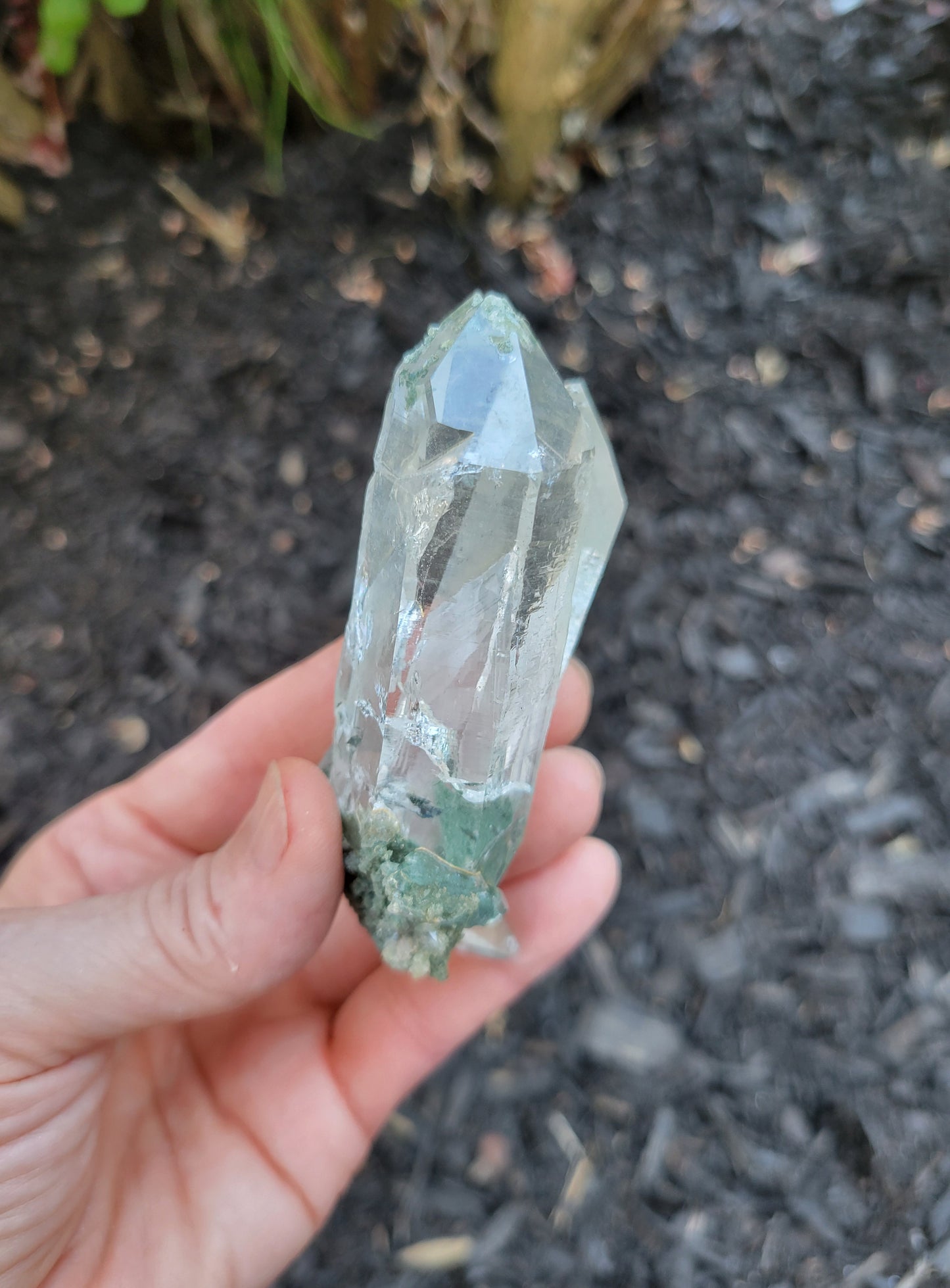 Himalayan Cathedral Quartz Twin with Clinochlore Phantom from Himachal Pradesh, India