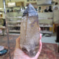 Tourmalinated Smokey Quartz Point with Hematite and Hyalite Opal from Erongo, Namibia