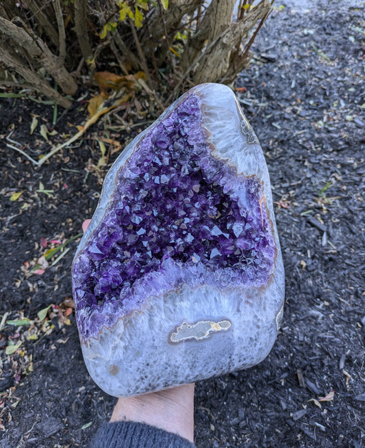 Grape Amethyst Statement Piece with Custom Stand from Uruguay