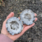 Agate and Quartz Oco Geode Pair from Rio Grande do Sul, Brazil