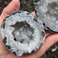 Agate and Quartz Oco Geode Pair from Rio Grande do Sul, Brazil