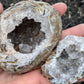 Agate and Quartz Oco Geode Pair from Rio Grande do Sul, Brazil