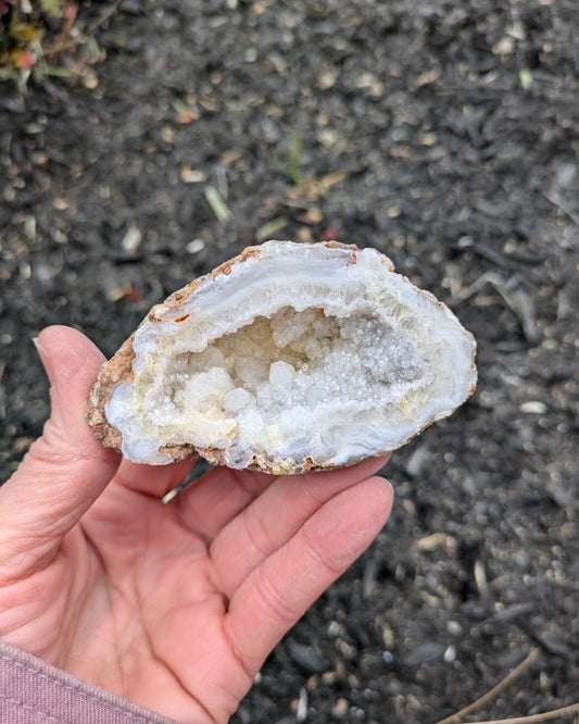 Agate and Quartz Drusy Geode from Rio Grande do Sul, Brazil