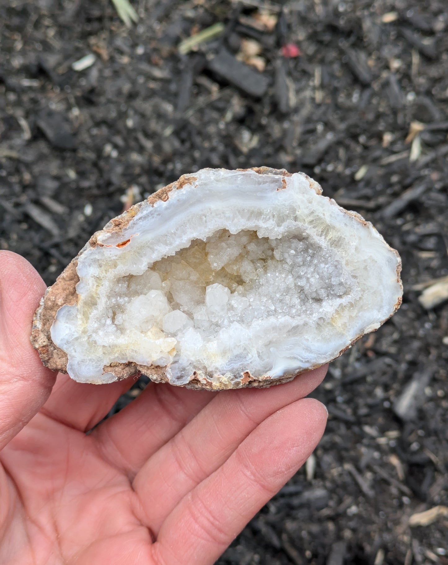 Agate and Quartz Drusy Geode from Rio Grande do Sul, Brazil