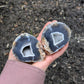 Agate and Quartz Oco Geode Pair from Rio Grande do Sul, Brazil