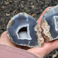 Agate and Quartz Oco Geode Pair from Rio Grande do Sul, Brazil