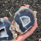 Agate and Quartz Oco Geode Pair from Rio Grande do Sul, Brazil