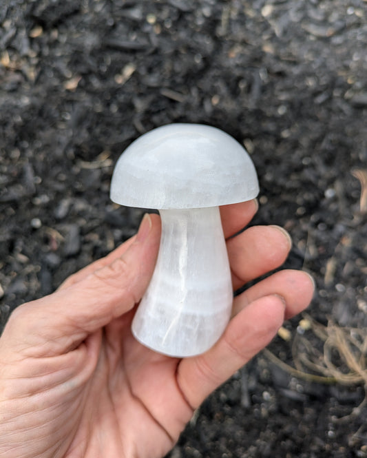 White Calcite Mushroom Carving from Pakistan