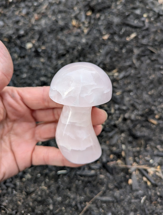 Pink Calcite Mushroom Carving from Pakistan