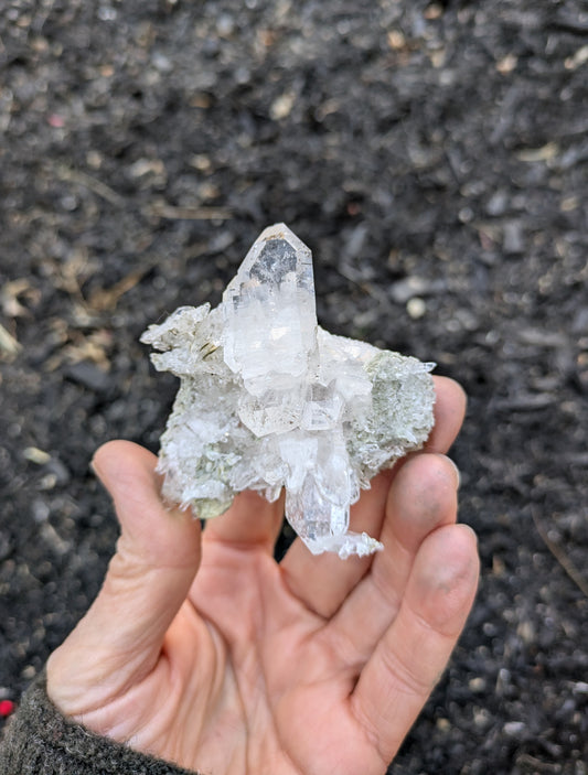 Faden Quartz Cluster with Red Hematite Confetti from Pakistan