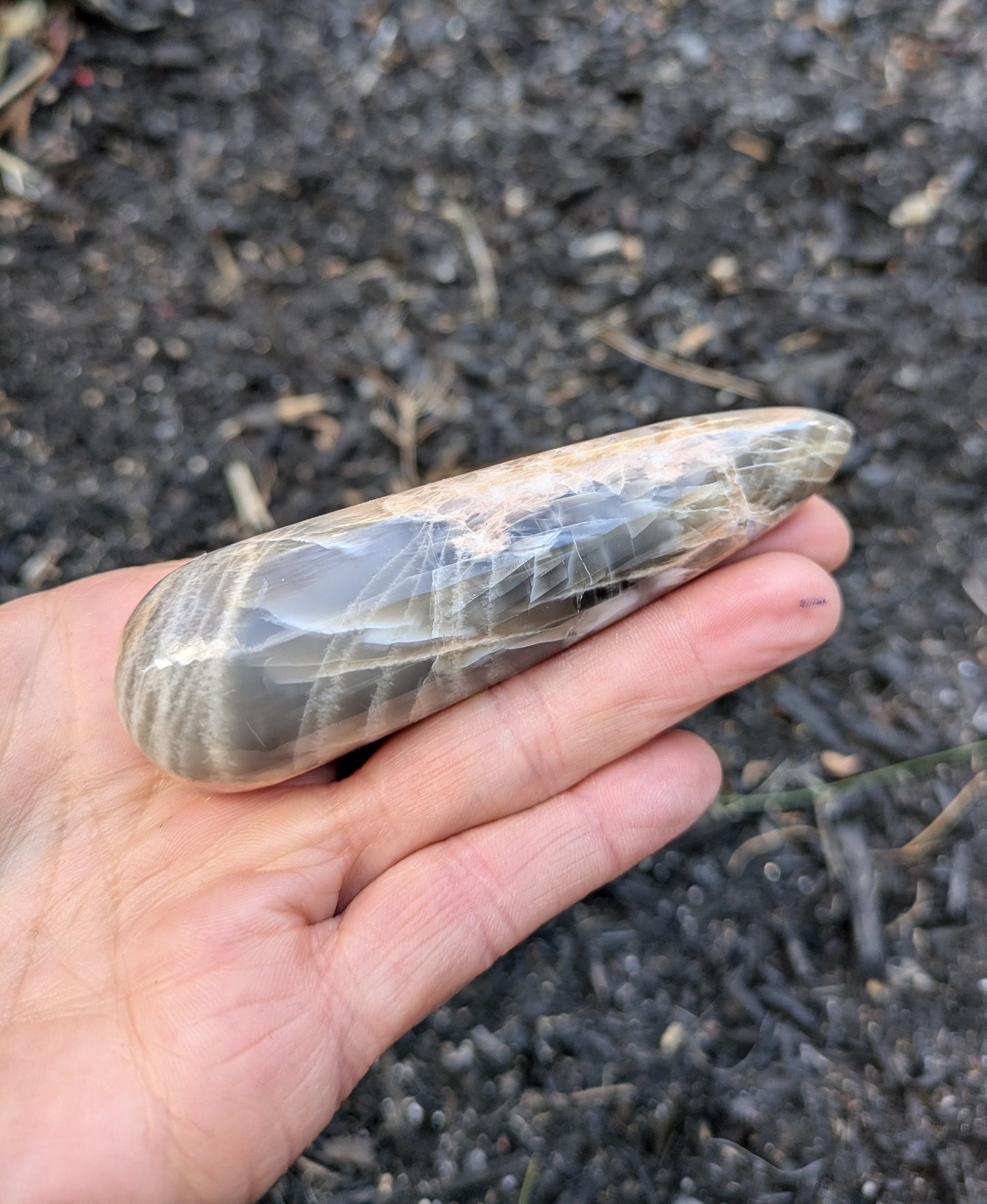 Black and Peach Moonstone Massage Wand from India