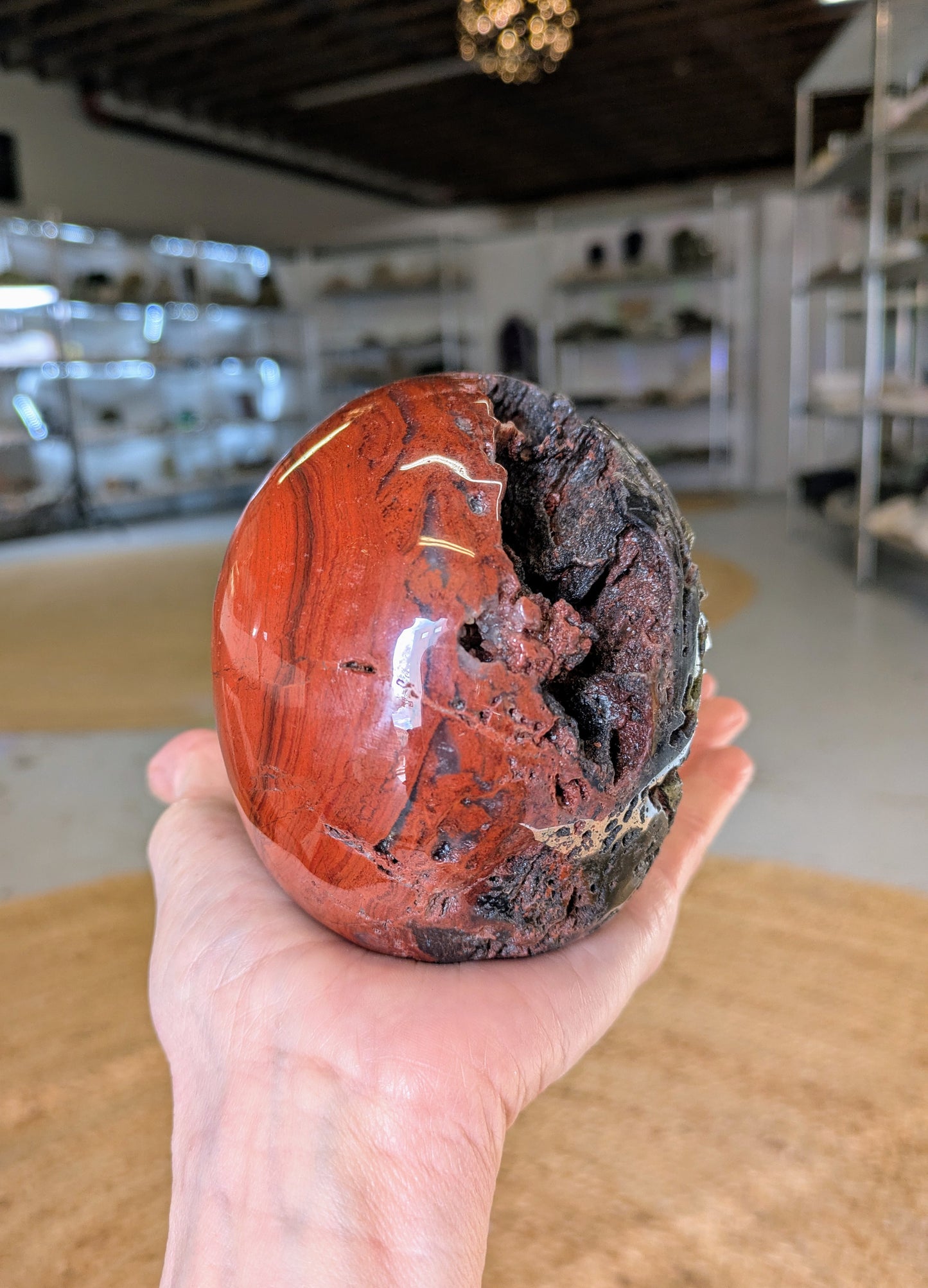 Red Jasper Two Face Skull Carving