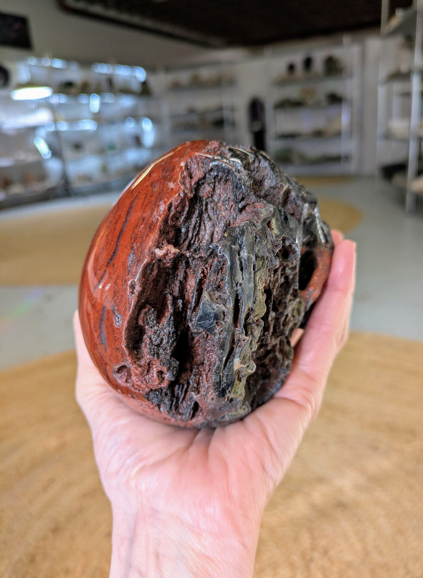 Red Jasper Two Face Skull Carving