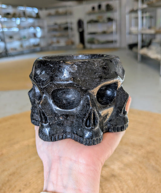 Garnet Skull Ceremonial Bowl, Carved in China