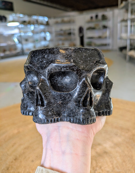 Garnet Skull Ceremonial Bowl, Carved in China